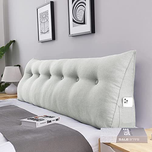 INDIAN DECOR.® 80561 Decorative Bed Pillow Large Wedge Pillows Throw Headboard Back Support Body Lumbar Backrest Reading Linen Off White 180 cm x 21 cm x 50 cm - Image 2