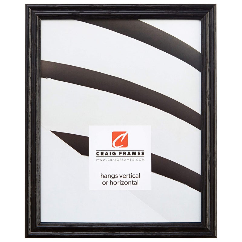 Craig Frames 200ASHBKC1722AAC 075Inch Wide PicturePoster Frame in Wood Grain Finish 17 by 22Inch Black