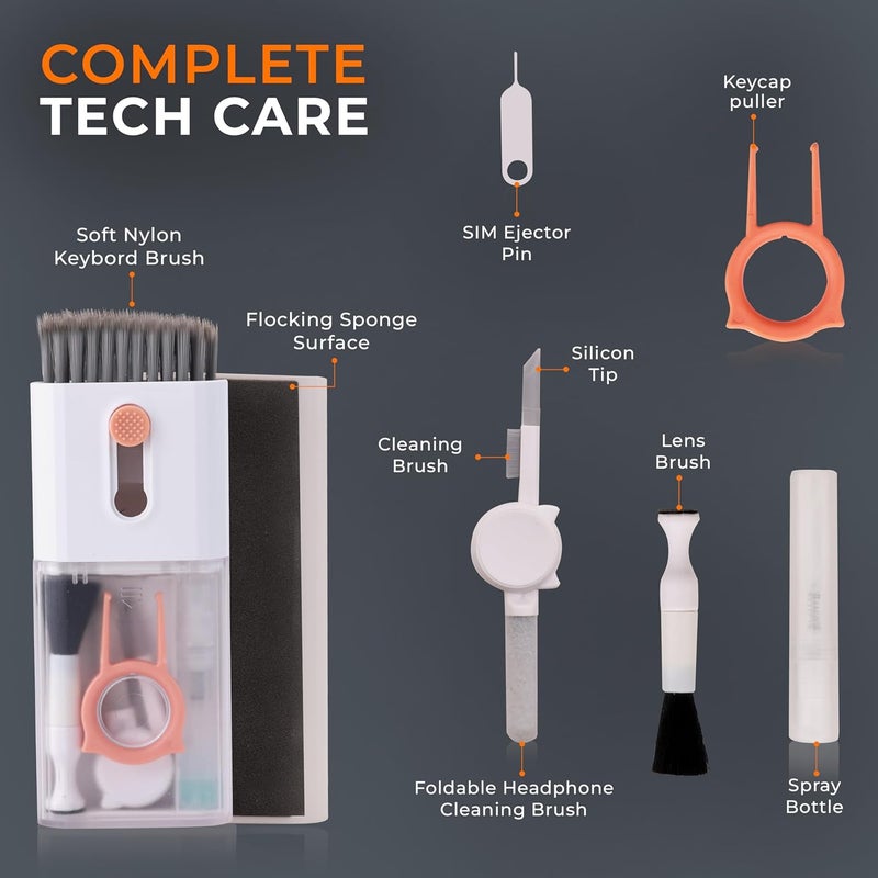 ROBUSTT 10-in-1 Tech Cleaning Kit � Mobile & Laptop Cleaner Set for Phone, Keyboard, AirPods, and More - Includes Keycap Puller, SIM Ejector Pin, Foldable Cleaning Pen, Spray Bottle & More (Pack of 1) - Image 3