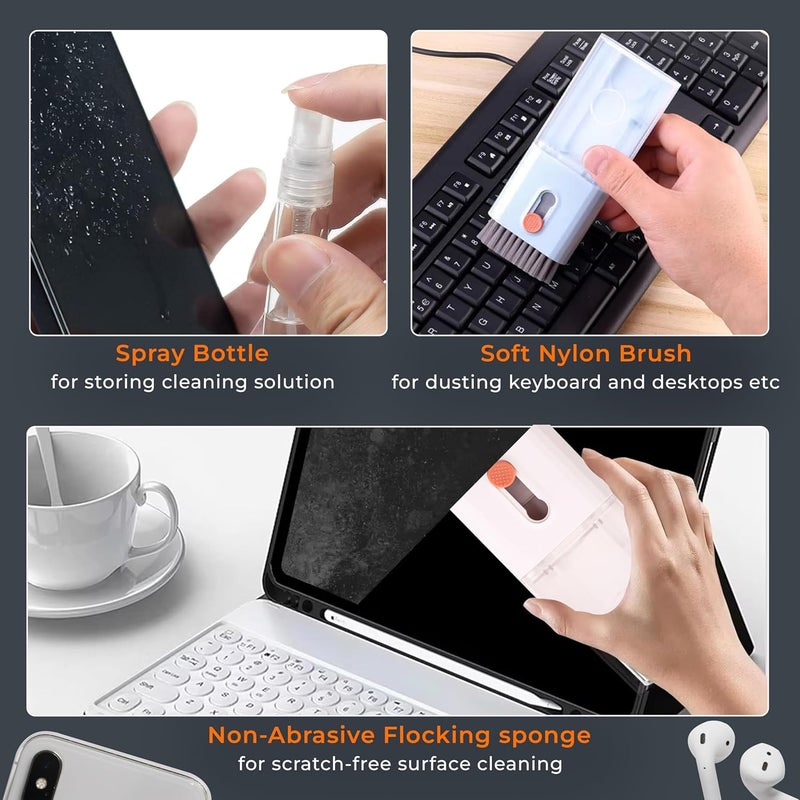 ROBUSTT 10-in-1 Tech Cleaning Kit � Mobile & Laptop Cleaner Set for Phone, Keyboard, AirPods, and More - Includes Keycap Puller, SIM Ejector Pin, Foldable Cleaning Pen, Spray Bottle & More (Pack of 1) - Image 5
