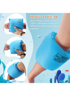 Wowelife Arm Floaties Inflatable Swim Arm Bands Floater Sleeves Swimming Rings Tube Armlets For Kids And Toddlers(Blue)  - Image 5