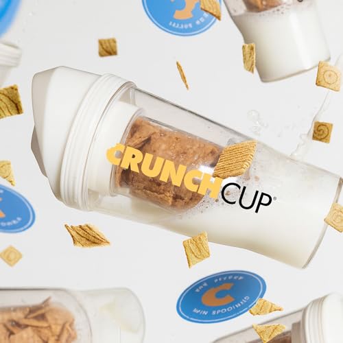 CRUNCHCUP XL White - Portable Plastic Cereal Cups for Breakfast On the Go, To Go Cereal and Milk Container for your favorite Breakfast Cereals, No Spoon or Bowl Required - Image 3