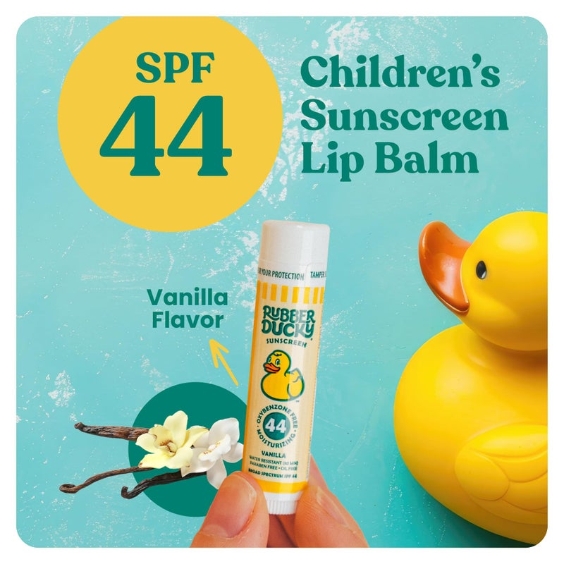 Rubber Ducky Lip Sunscreen SPF 44, Kids Vegan Lip Balm with Vitamin E, UV Protection, Water Resistant, Untinted, Vanilla Flavor, Broad Spectrum - Image 3