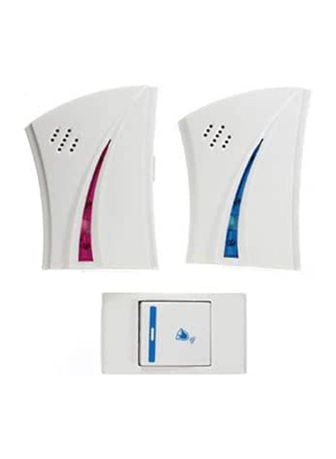 جرس باب مدى 150متر مربع 36 نغمة مرسل واحد وعدد 2 مستقبل، أبيض