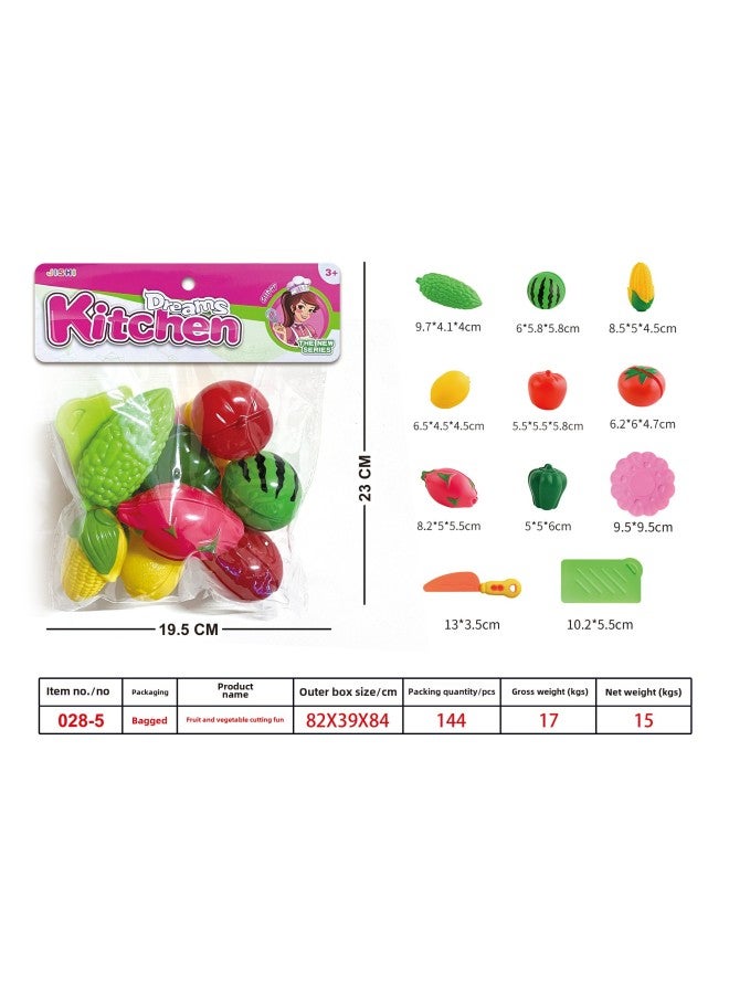 Children's Play-house Boys And Girls Simulation Toys Cut Fruits And Vegetables Pizza Cut And Play And Watch Suit-Color:[Card Head Random] 028-5  - Image 1