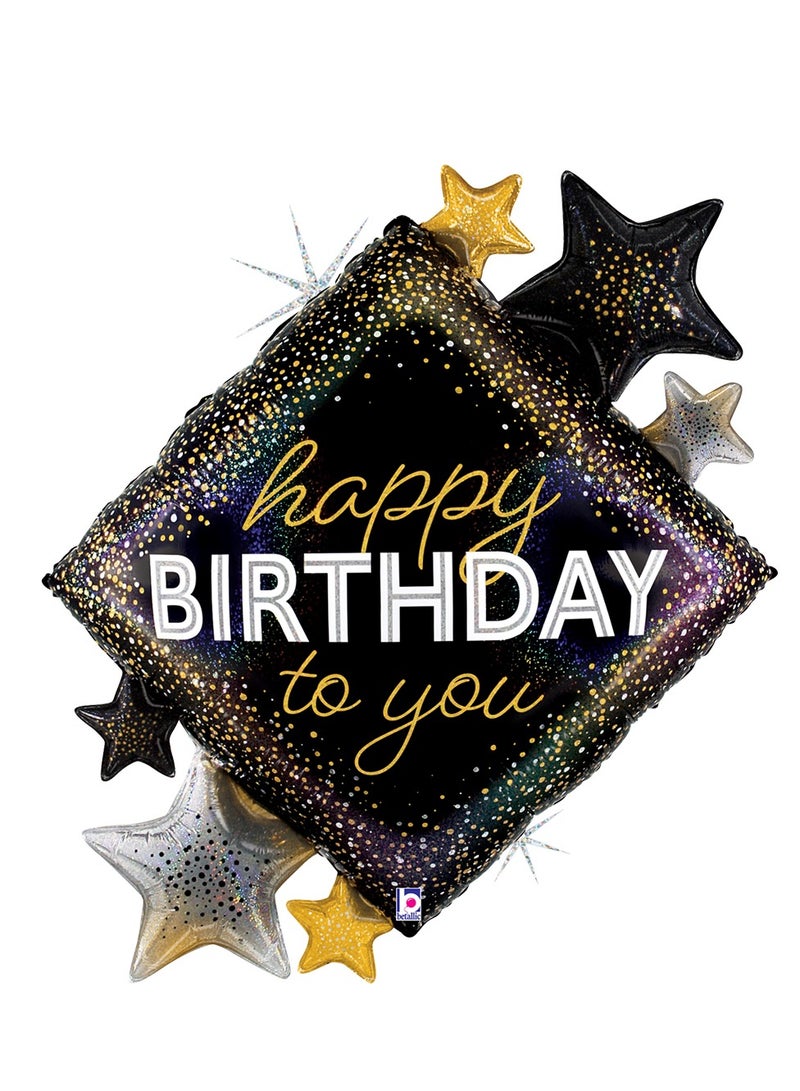 Betallic 38" Foil Balloon Metallic Birthday Diamond Stars - Image 1