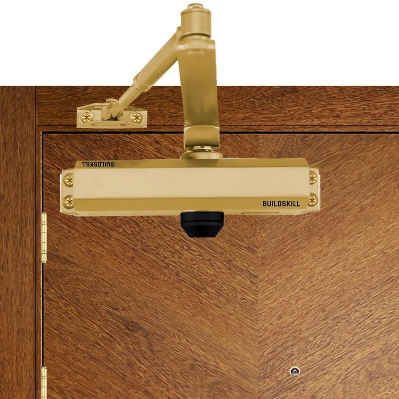 BUILDSKILL Hydraulic Door Closer with Scissors Arm, Door Closer for Wooden Door, Aluminium, Metal Door, Automatic Door Closer for Home, Door Stopper with Adjustable Speed, 65 Kg, Antique (Pack of 1) - Image 1