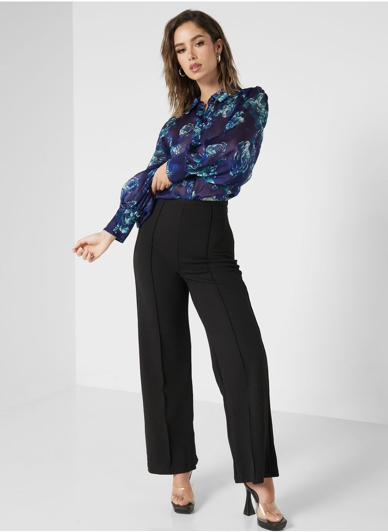 GUESS - Floral Print Button Detail Top - Image 1