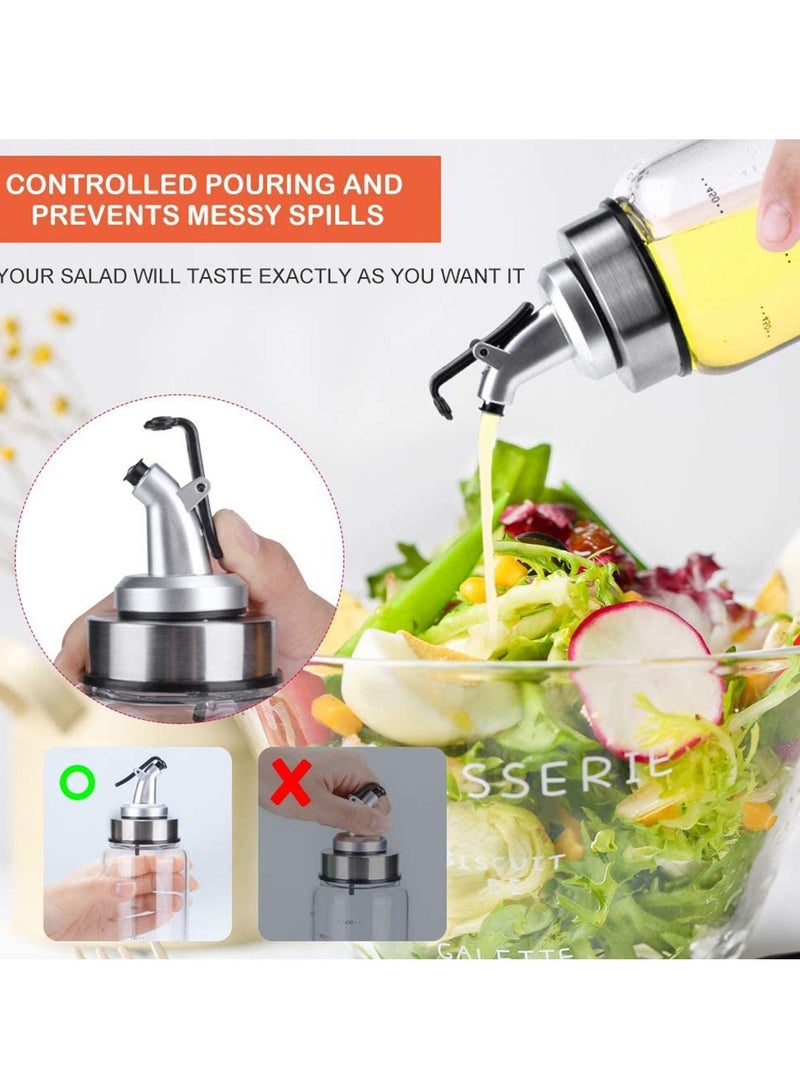 Y&D 2 Pack Olive Oil Dispenser Bottle, 500ml Vinegar Dispensing Cruets With Dripless Capped Spout, No Drip, Liquid Condiment Container, Glass Decanter for Kitchen & BBQ with Degree Scale - Image 4