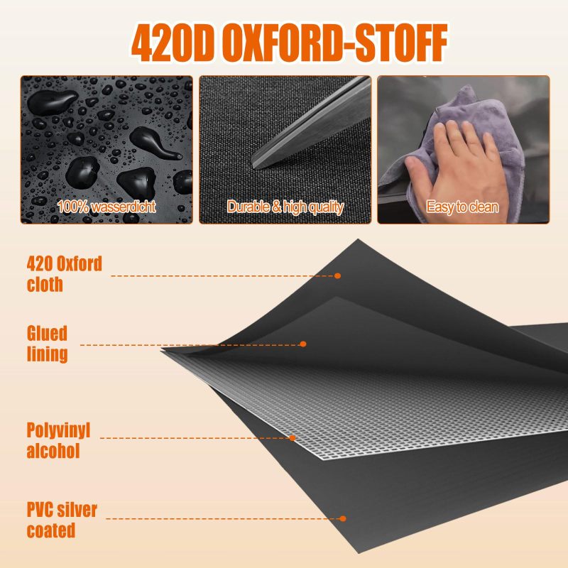 Semi Car Cover 213x213Cm 420D Waterproof - Wind Resistant All Weather Car Cover for Outdoor Convertible Use - Image 3