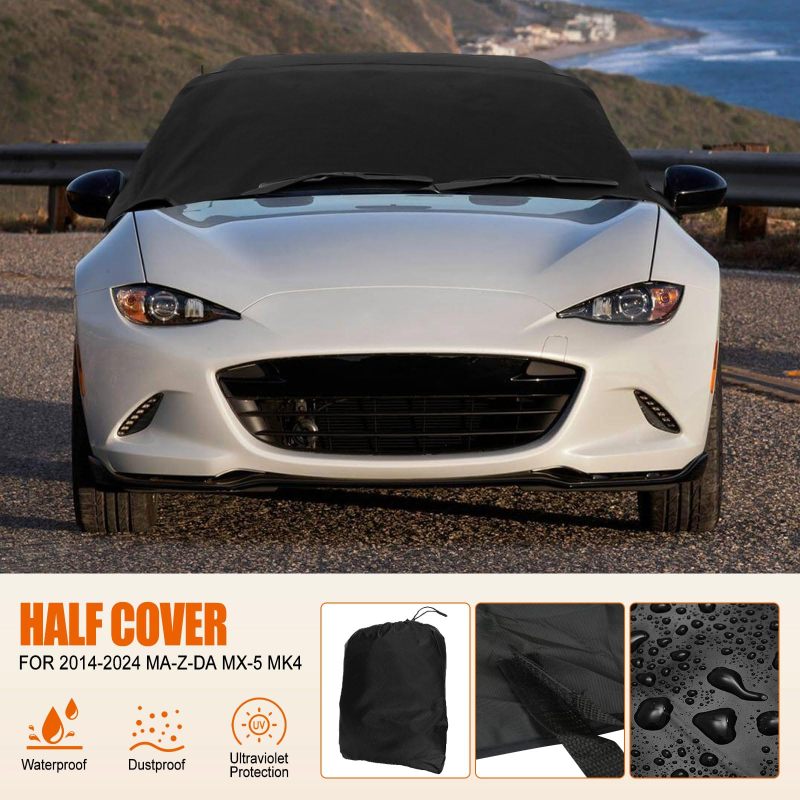 Semi Car Cover 213x213Cm 420D Waterproof - Wind Resistant All Weather Car Cover for Outdoor Convertible Use - Image 2