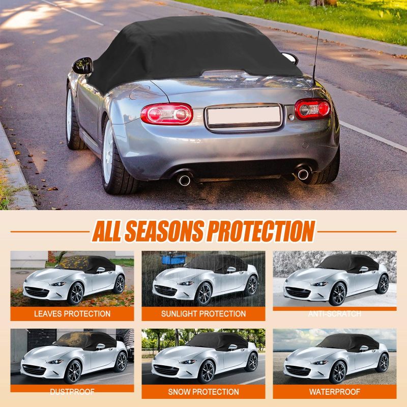 Semi Car Cover 213x213Cm 420D Waterproof - Wind Resistant All Weather Car Cover for Outdoor Convertible Use - Image 5