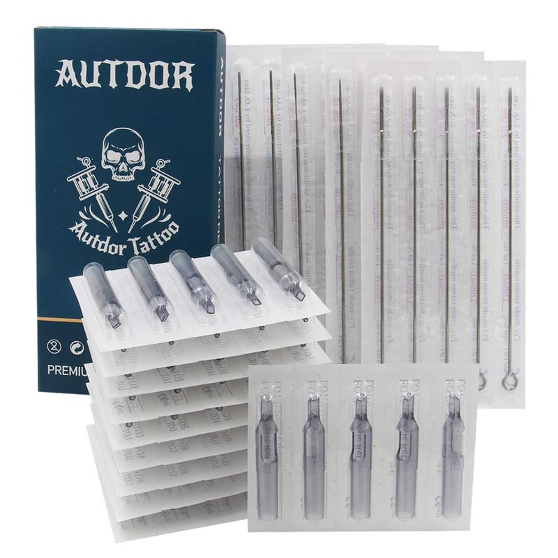 Tattoo Needles and Tips Kit  Autdor 50pcs Disposable Mixed Tattoo Needles  50pcs Mixed Disposable Tattoo Tips 5pcs of each 3RL 5RL 7RL 9RL 5RS 7RS 9RS 5M1 7M1 9M1 3RT 5RT 7RT 9RT 5FT 7FT 9FT