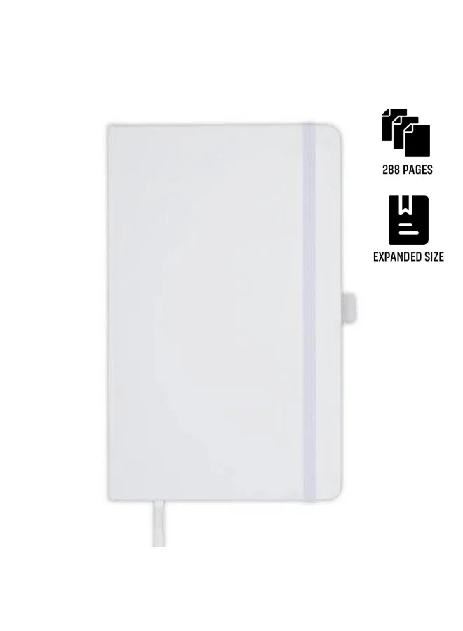 سانثوم Santhome BARON Expanded A5 Hard Cover Notebook|288 Pages Premium Ruled Journal with Pen Loop, Paper Pocket & Elastic Closure|Smooth 80gsm Cream-White Paper|Professional Writing Diary for Work & Study