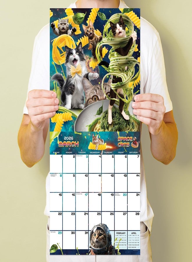 TF Publishing 2026 Space Cats Wall Calendar - Large Grids for Appointments and Scheduling - Vertical Monthly Wall Calendar 2026 with Premium Gloss Paper for Home and Office Organization - 12in x 12in - Image 5