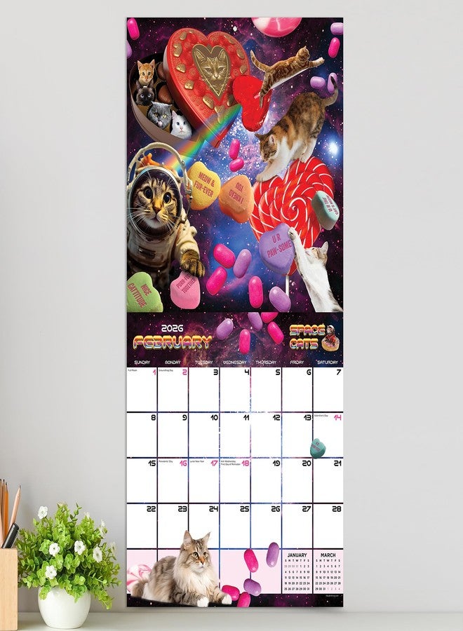 TF Publishing 2026 Space Cats Wall Calendar - Large Grids for Appointments and Scheduling - Vertical Monthly Wall Calendar 2026 with Premium Gloss Paper for Home and Office Organization - 12in x 12in - Image 4