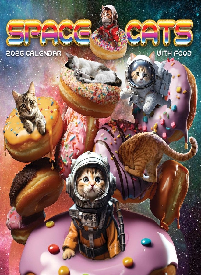 TF Publishing 2026 Space Cats Wall Calendar - Large Grids for Appointments and Scheduling - Vertical Monthly Wall Calendar 2026 with Premium Gloss Paper for Home and Office Organization - 12in x 12in - Image 1