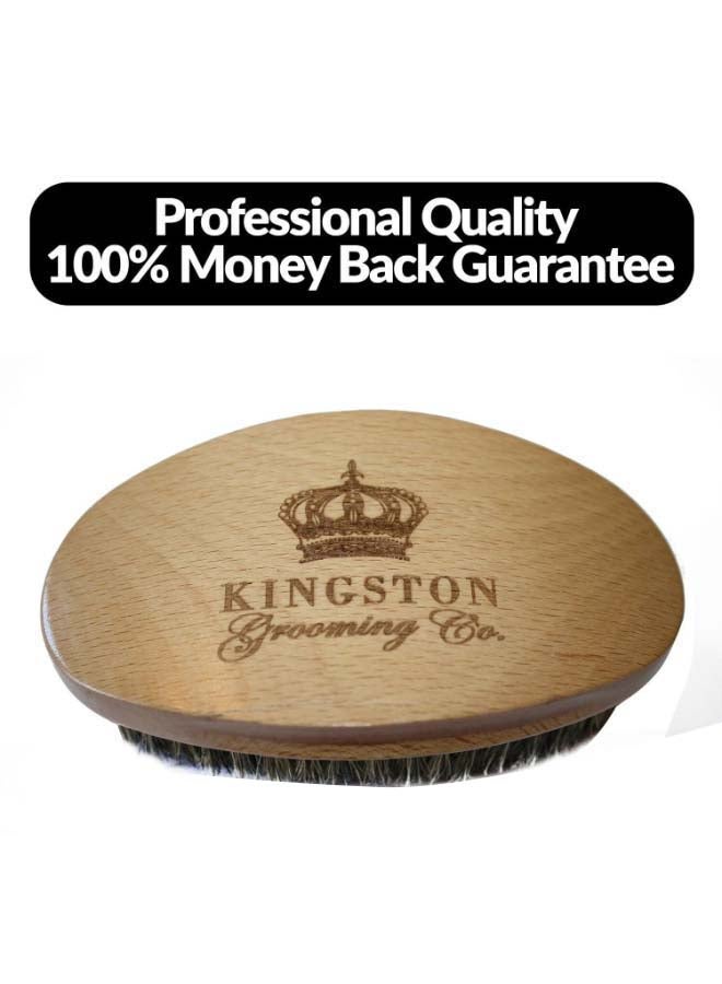 Kingston Wooden Dual Boar Bristle Beard And Hair Brush - Image 4