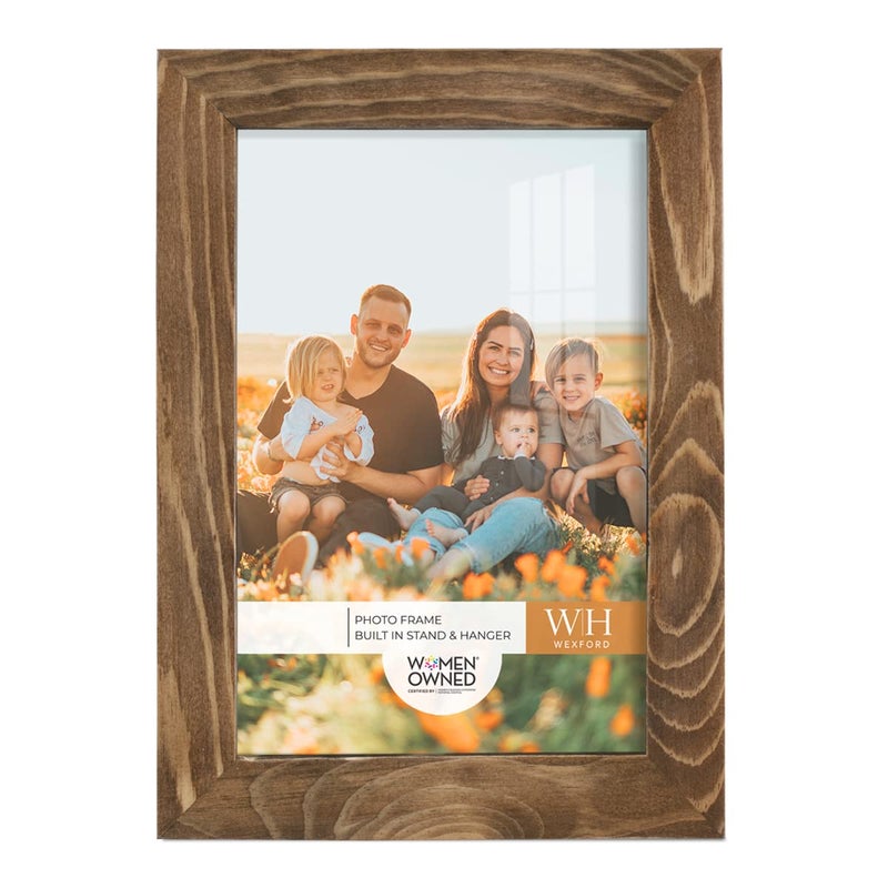 Renditions Gallery 5x7 inch Picture Frame Walnut Wood Grain Frame  High-end Modern Style  Made of Solid Wood and High Definition Glass for Wall and Tabletop Photo Display - Image 1