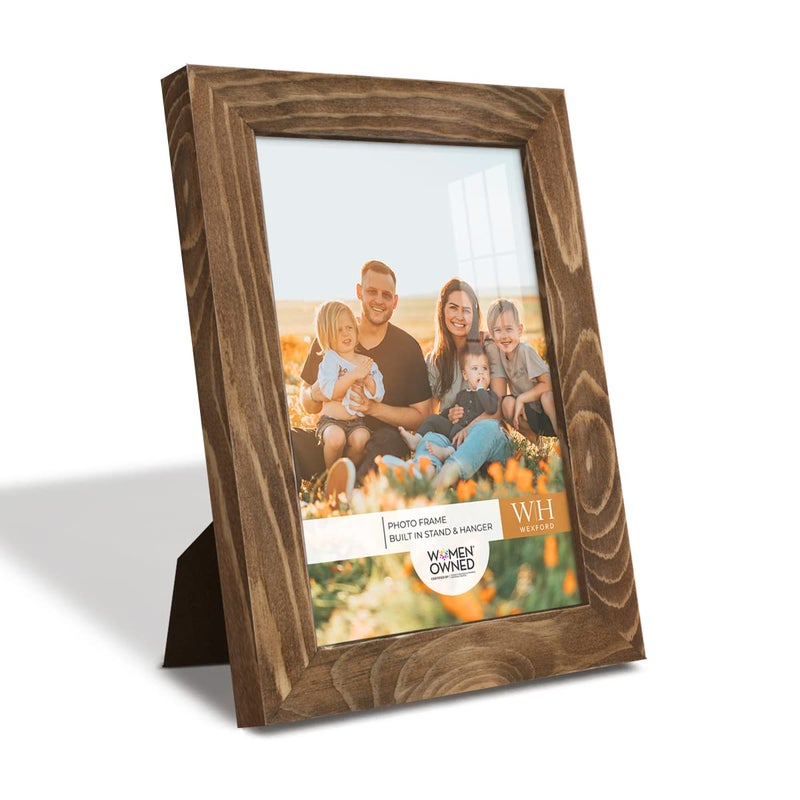 Renditions Gallery 5x7 inch Picture Frame Walnut Wood Grain Frame  High-end Modern Style  Made of Solid Wood and High Definition Glass for Wall and Tabletop Photo Display - Image 4