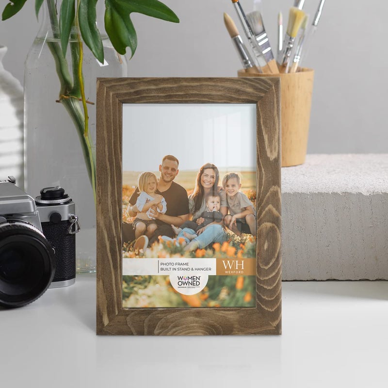 Renditions Gallery 5x7 inch Picture Frame Walnut Wood Grain Frame  High-end Modern Style  Made of Solid Wood and High Definition Glass for Wall and Tabletop Photo Display - Image 2