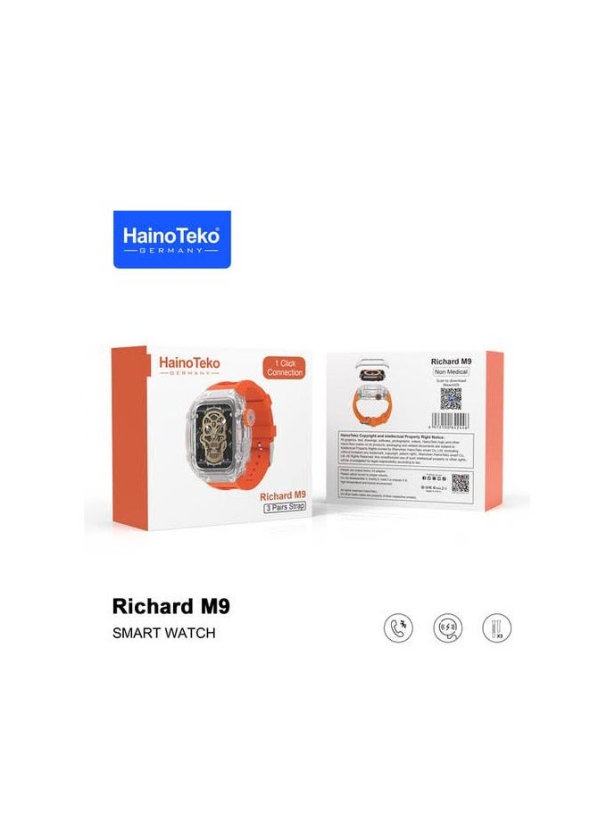 Haino Teko HainoTeko Richard M9 Smart Watch Orange Equipped with heart rate sensors, calories, oxygen measurement, blood pressure measurement, sleep quality. - Image 2
