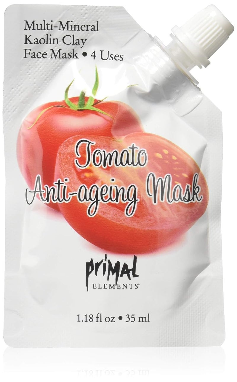 Primal Elements Face Mask Clay Mud Facial Treatment Reduce Pores  Treat Blackheads MultiUse Package 118 oz  Tomato AntiAging