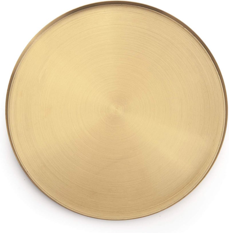 IVAILEX Gold Stainless Steel Round Jewelry and Make up Organiser/Candle Plate Decorative Tray (12.6 inches) - Image 3