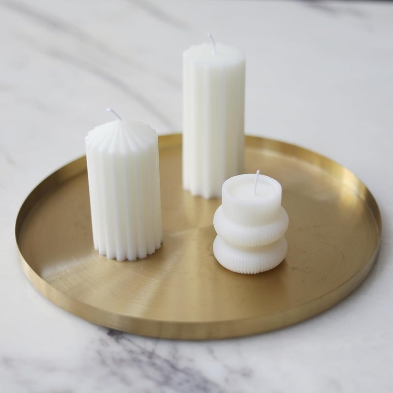 IVAILEX Gold Stainless Steel Round Jewelry and Make up Organiser/Candle Plate Decorative Tray (12.6 inches) - Image 5