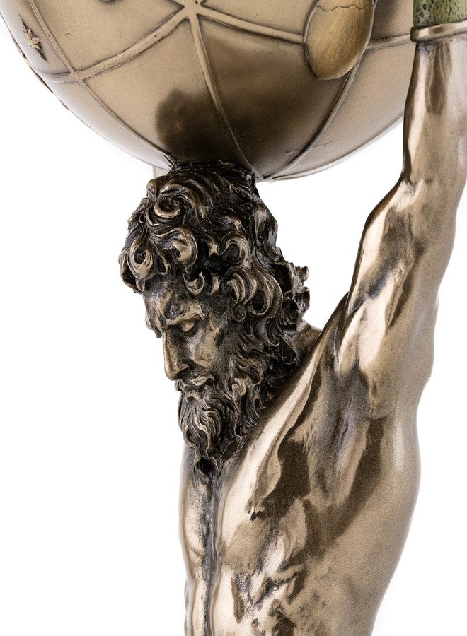 Top Collection Greek God Atlas Statue with Globe Container- Roman God of Heaven and Astronomy Sculpture in Premium Cold Cast Bronze- 12.25-Inch Office Desktop Figurine with Hidden Compartment - Image 5