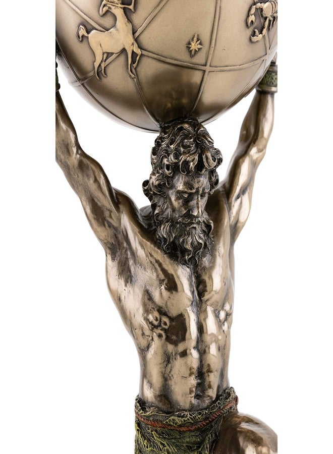 Top Collection Greek God Atlas Statue with Globe Container- Roman God of Heaven and Astronomy Sculpture in Premium Cold Cast Bronze- 12.25-Inch Office Desktop Figurine with Hidden Compartment - Image 4