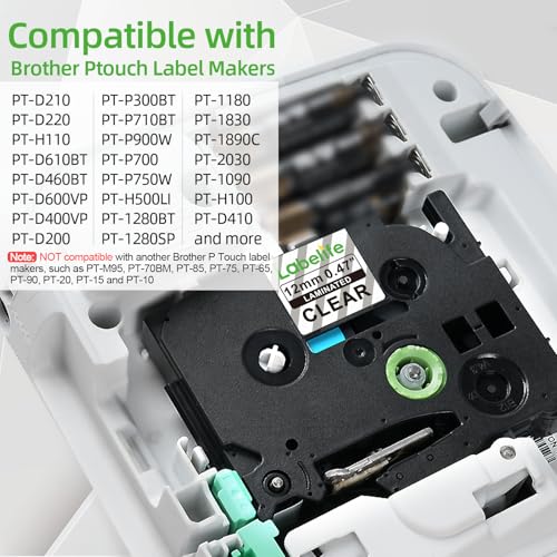 Labelife 5-Pack TZe TZ Tape 12mm 0.47 Laminated Clear Label Tape TZe-131 Replacement for Brother Label Maker Tape Clear TZe131 TZ-131 for Brother P Touch PT-D210 PT-D220 PT-H110 PT-D400 PT-D600 PTD200 - Image 2