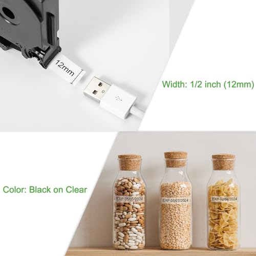 Labelife 5-Pack TZe TZ Tape 12mm 0.47 Laminated Clear Label Tape TZe-131 Replacement for Brother Label Maker Tape Clear TZe131 TZ-131 for Brother P Touch PT-D210 PT-D220 PT-H110 PT-D400 PT-D600 PTD200 - Image 3