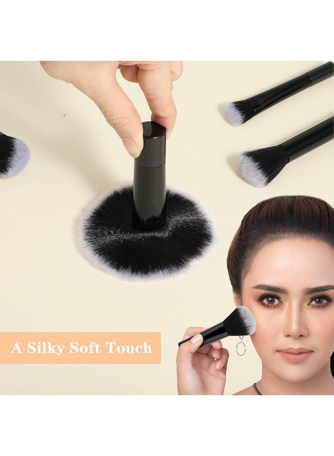 Yolev 10 Pcs Travel Makeup Brush Set Mini Makeup Brushes Travel Size With Pack Portable Small Eyeshadow Eye Lipstick Foundation Brush Shadow Contour Blush Concealer (Black) - Image 5