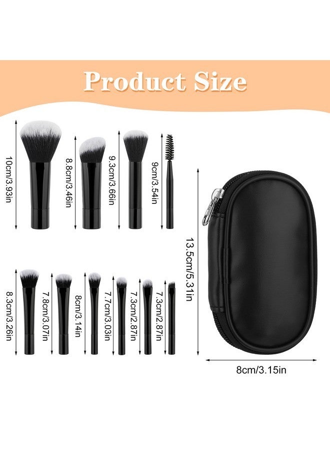 Yolev 10 Pcs Travel Makeup Brush Set Mini Makeup Brushes Travel Size With Pack Portable Small Eyeshadow Eye Lipstick Foundation Brush Shadow Contour Blush Concealer (Black) - Image 3