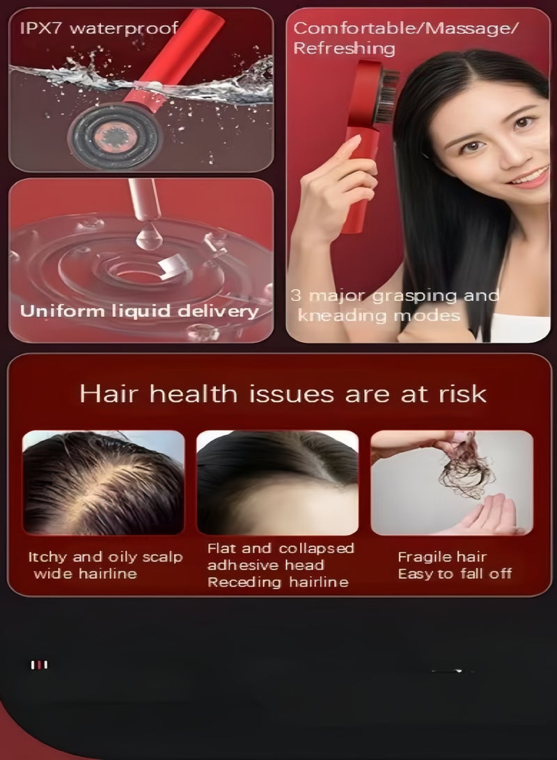 Generic Massage Comb，Liquid Oil Applicator Vibration Red Light Therapy, Hair Growth Massage Scalp Brush Anti Hair Loss  3-in-1 (Star Grey)  - Image 2