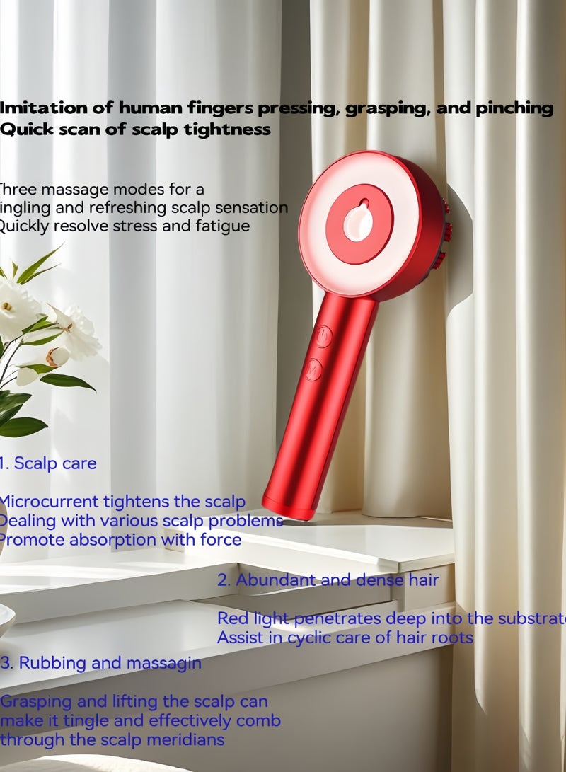Generic Massage Comb，Liquid Oil Applicator Vibration Red Light Therapy, Hair Growth Massage Scalp Brush Anti Hair Loss  3-in-1 (Star Grey)  - Image 1