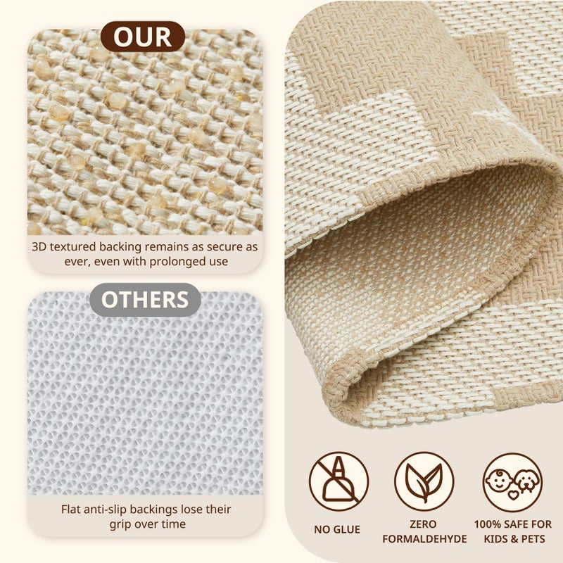 MatEssenz 3x5 ft Boho Rugs for Entryway Washable Area Rug, Non Slip TPR Backed Entry Rug Woven Indoor Door Mat Cotton Livingroom Rugs Floor Carpet for Entryway, Foyer, Backdoor, Khaki - Image 3
