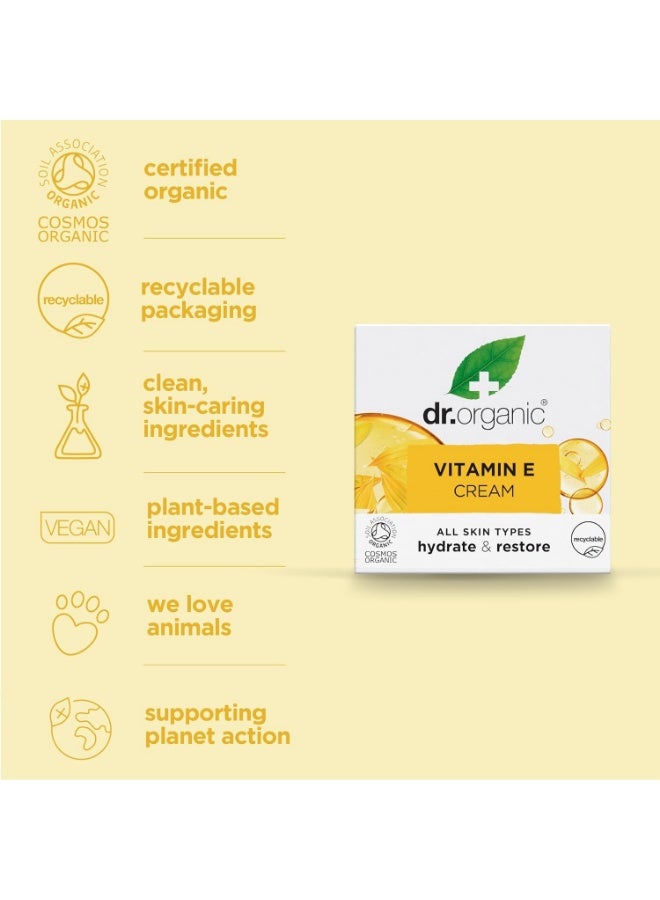 dr.organic Vitamin E Cream, Hydrate & Restore (All Skin Type) - 50ml - Image 3