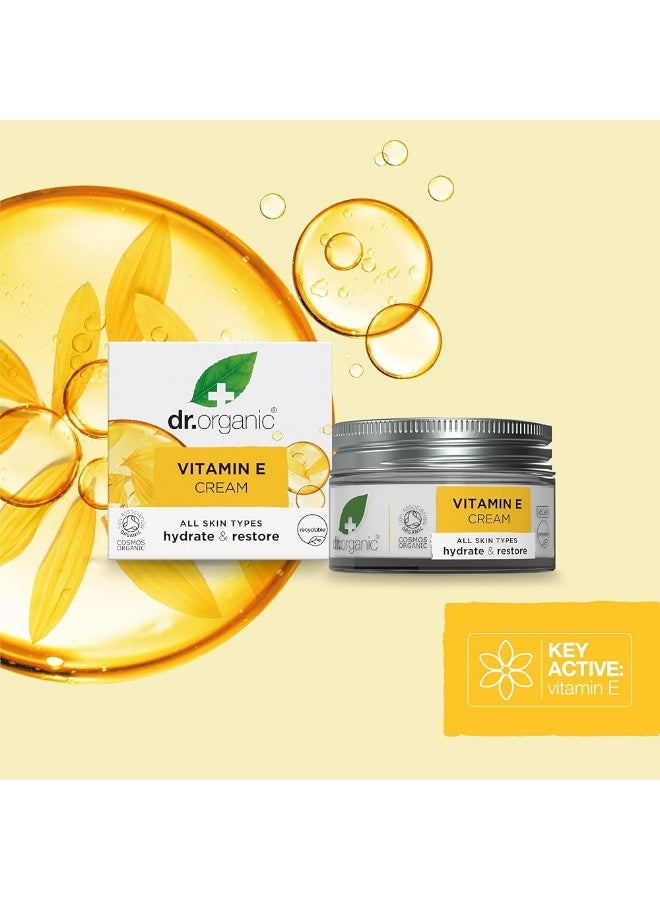 dr.organic Vitamin E Cream, Hydrate & Restore (All Skin Type) - 50ml - Image 2