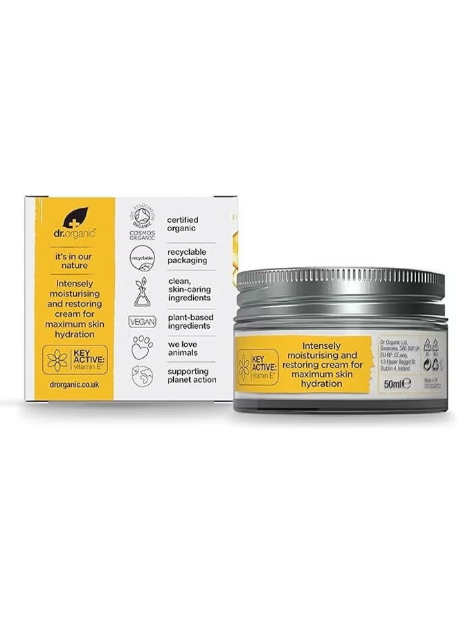 dr.organic Vitamin E Cream, Hydrate & Restore (All Skin Type) - 50ml - Image 5