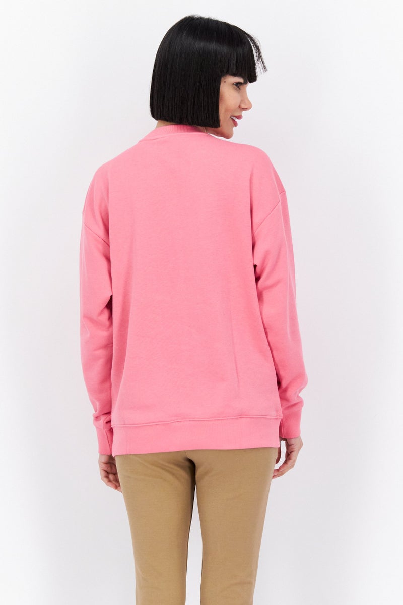adidas Originals Women Sportswear Fit Long Sleeve Outdoor Sweatshirt, Pink  - Image 3