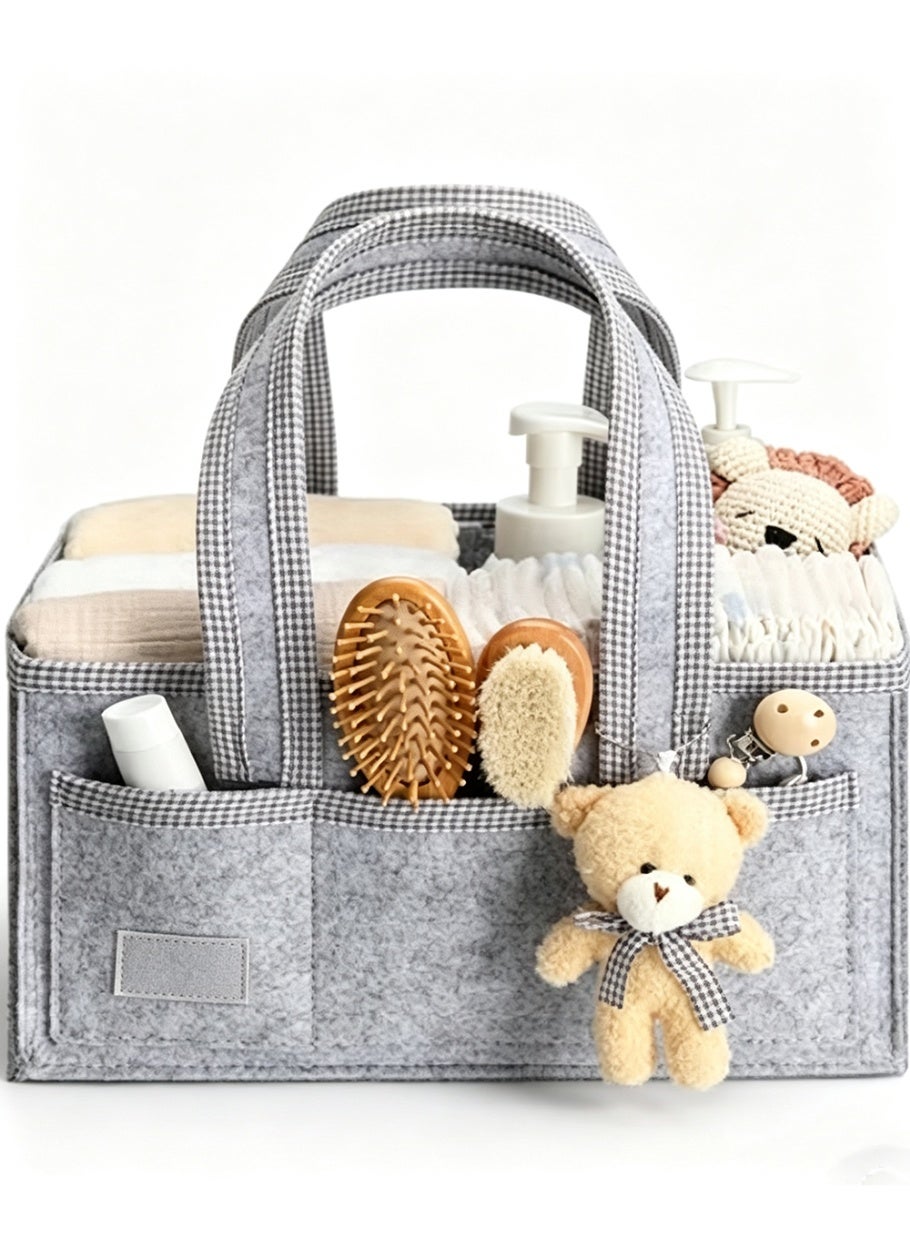 Arabest Diaper Caddy Organizer with Handle, Baby Shower Gifts Basket Bag, Registry Search Must Haves Items, Nursery Storage Organizer for Newborn Girl Boy, Baby Bag Essentials, Car Diaper Caddy Cart