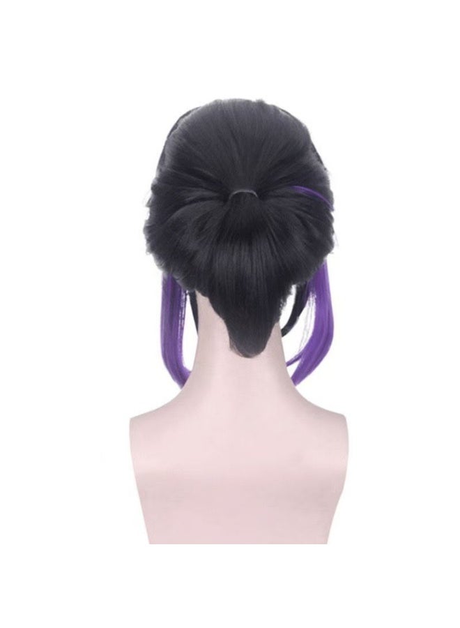 general Demon Slayer Kochō Shinobu cosplay wig black and purple gradient pony tail shape fluffy and easy to shape - Image 3