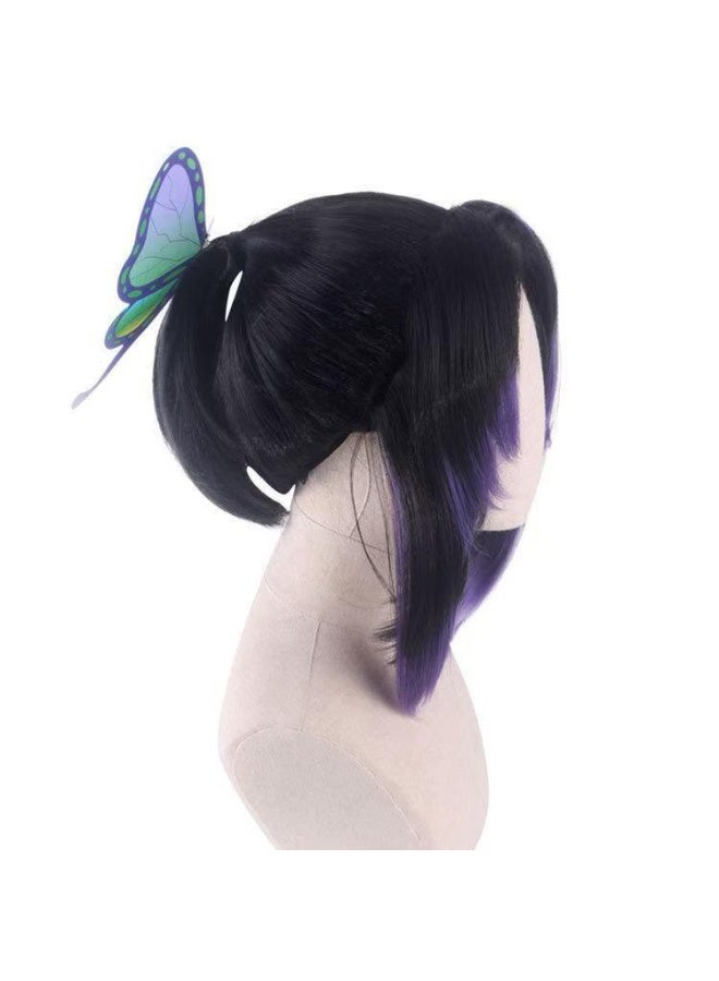 general Demon Slayer Kochō Shinobu cosplay wig black and purple gradient pony tail shape fluffy and easy to shape - Image 2