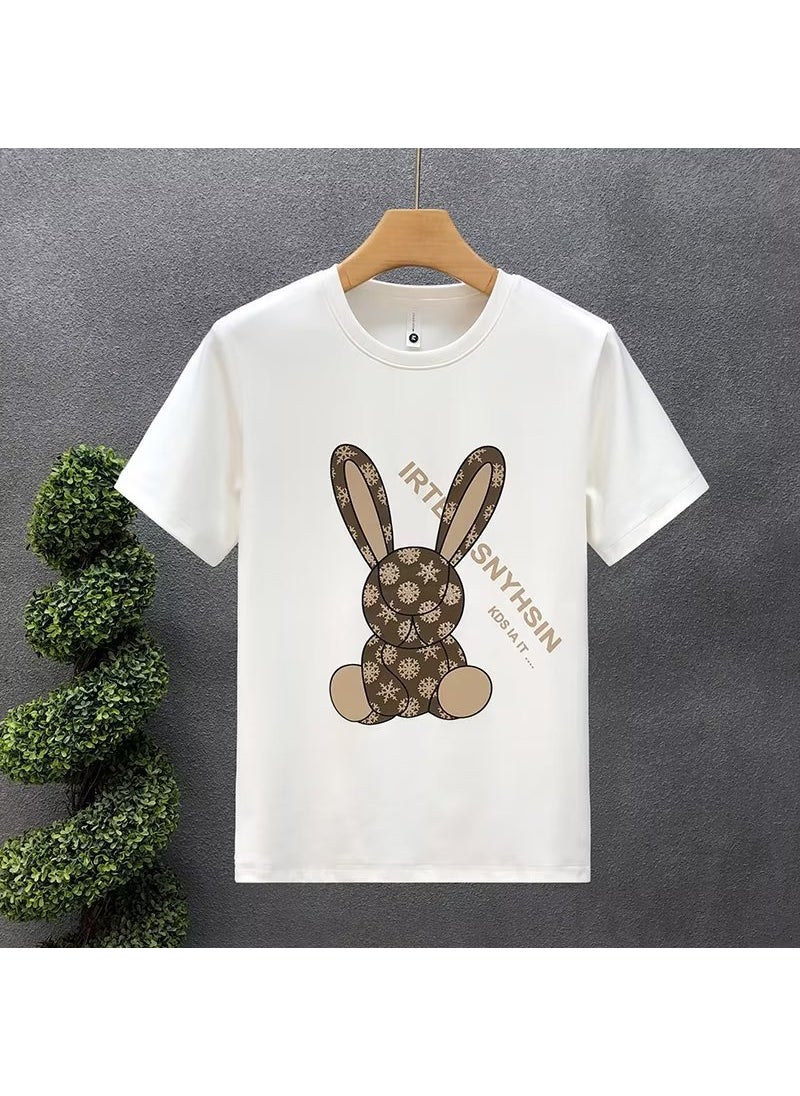 Generic - Urban Style Printed Short Sleeve T-Shirt For Men Trendy Cartoon Anime Round Neck Summer Fashionable Trendy Brand Youth Popularit White - Image 1