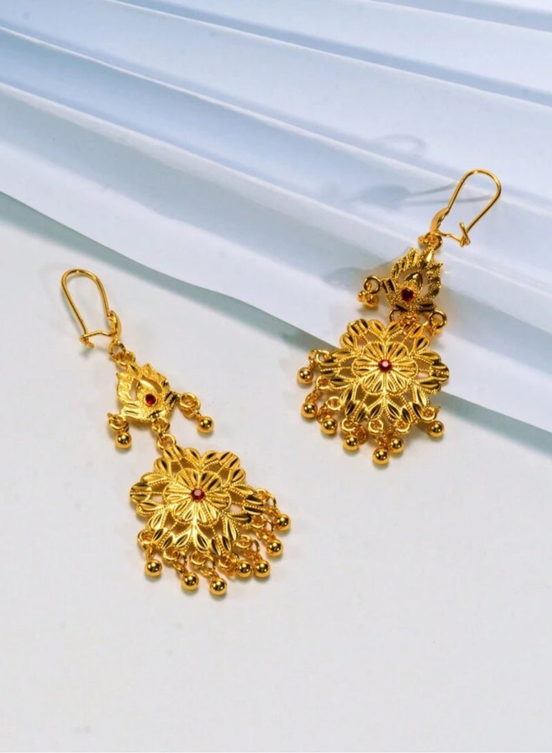 GOLDMAX Elegant 21k Gold Plated Drop Earrings For Women - Image 3
