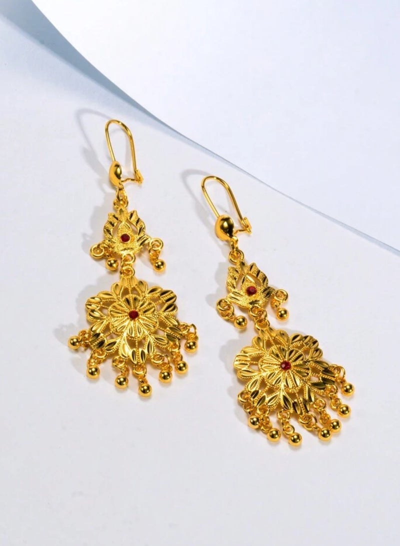 GOLDMAX Elegant 21k Gold Plated Drop Earrings For Women - Image 5