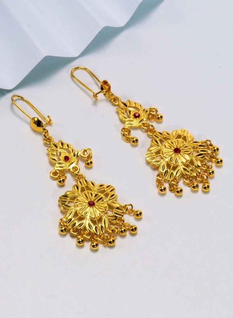 GOLDMAX Elegant 21k Gold Plated Drop Earrings For Women - Image 4
