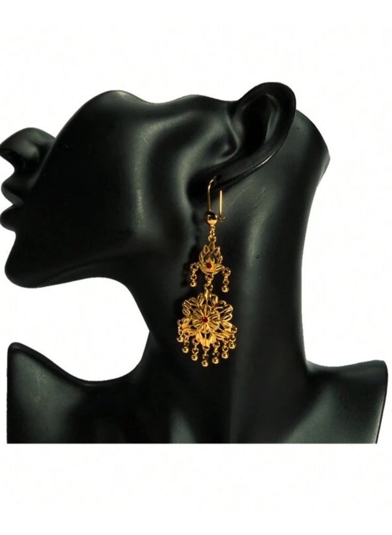 GOLDMAX Elegant 21k Gold Plated Drop Earrings For Women - Image 2